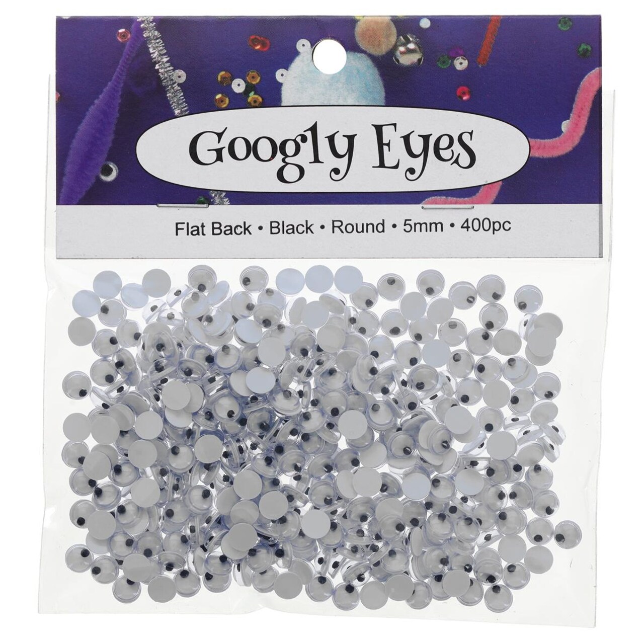 PA Essentials Google Eyes Flat Back Round 5mm Black, 400pcs – Googly Eyes for Crafts, DIY Arts & Crafts, Scrapbooking, Decorations & More